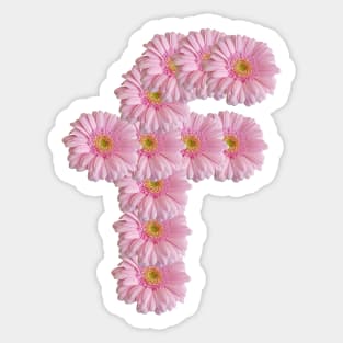 Letter f Pink Gerbera Daisy Sticker